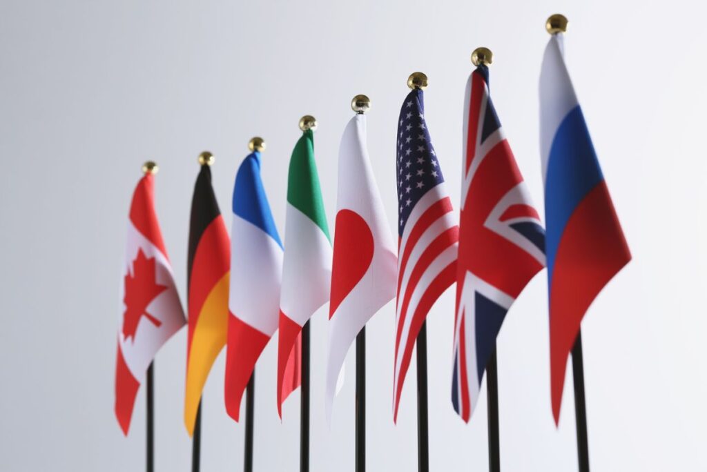 Multiple flags of different nations